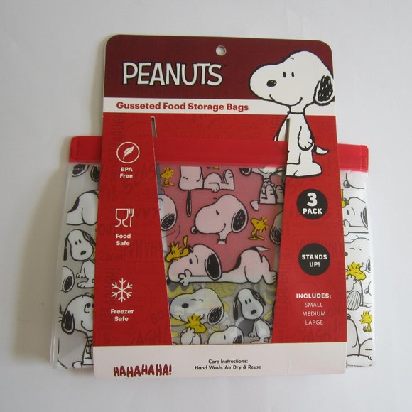 Peanuts Kitchen Snoopy Peanuts Woodstock Gusseted Food Storage Bags